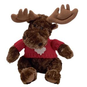 ๐ GUND Plush Moose with Red Maple Leaf Sweater
